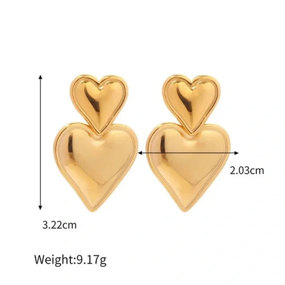Double Heart Earrings – Stainless Steel