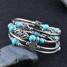 Load image into Gallery viewer, Bali Style - Beaded Coil Wrap Bracelet - Turquoise
