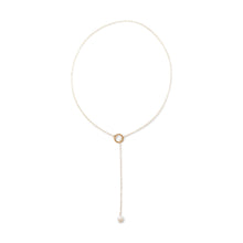 Load image into Gallery viewer, 14 Karat Gold Lariat Necklace with Cultured Freshwater Pearl End
