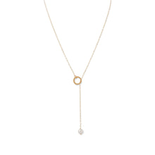 Load image into Gallery viewer, 14 Karat Gold Lariat Necklace with Cultured Freshwater Pearl End
