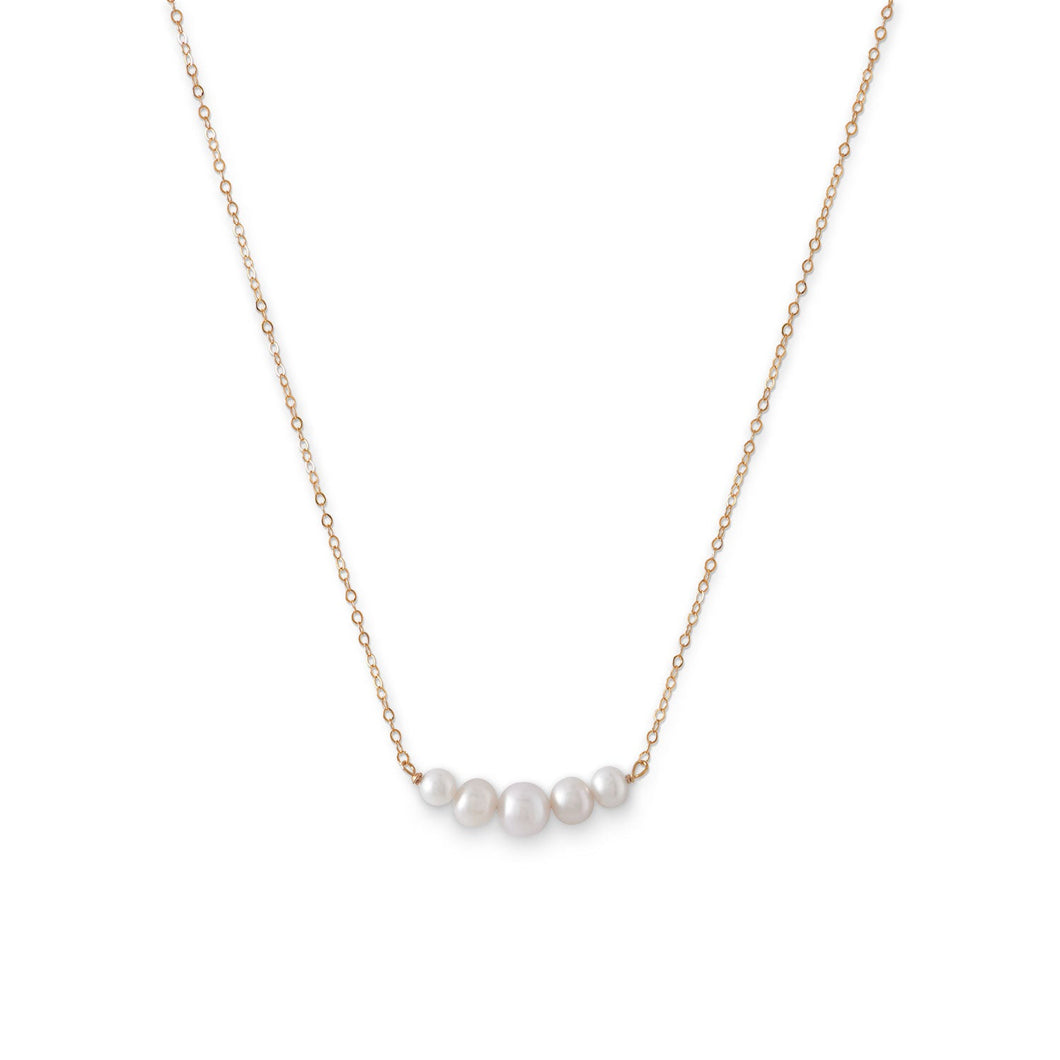 14 Karat Gold Necklace with 5 Cultured Freshwater Pearls