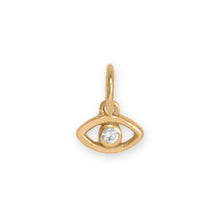 Load image into Gallery viewer, 14 Karat Gold Tiny CZ Evil Eye Charm
