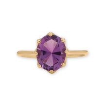 Load image into Gallery viewer, 14 Karat Gold Precision Cut Amethyst Ring
