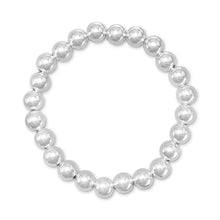 Load image into Gallery viewer, 7&quot; 8mm Sterling Silver Bead Stretch Bracelet
