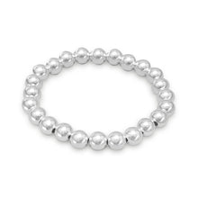 Load image into Gallery viewer, 7&quot; 8mm Sterling Silver Bead Stretch Bracelet
