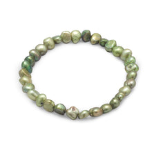 Load image into Gallery viewer, Green Cultured Freshwater Pearl Stretch Bracelet
