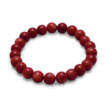 Load image into Gallery viewer, Red Coral Bead Stretch Bracelet
