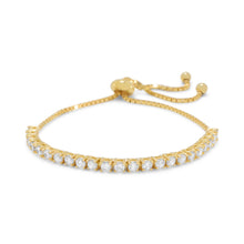 Load image into Gallery viewer, Adjustable 14 Karat Gold Plated CZ Friendship Bolo Bracelet
