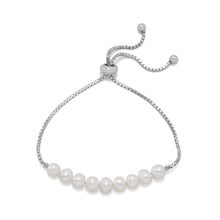 Load image into Gallery viewer, Rhodium Plated Cultured Freshwater Pearl Bolo Bracelet
