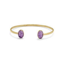 Load image into Gallery viewer, 14 Karat Gold Plated Rough Cut Amethyst Cuff
