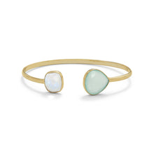 Load image into Gallery viewer, Rainbow Moonstone and Green Chalcedony Cuff
