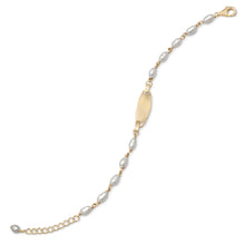 Load image into Gallery viewer, 14 Karat Gold Plated Cultured Freshwater Pearl ID Bracelet
