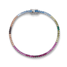 Load image into Gallery viewer, Rhodium Plated Rainbow CZ Tennis Bracelet
