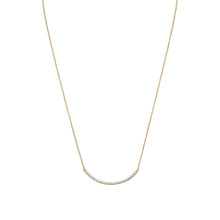 Load image into Gallery viewer, 18&quot; + 2&quot; 14 Karat Gold Plated Curved CZ Bar Necklace
