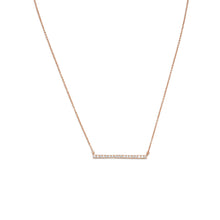 Load image into Gallery viewer, 14 Karat Rose Gold Plated CZ Bar Necklace
