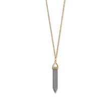 Load image into Gallery viewer, 14 Karat Gold Plated Spike Pencil Cut Gray Moonstone Necklace
