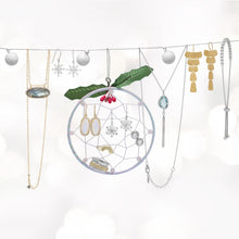 Load image into Gallery viewer, Rhodium Plated 8 Point Snowflake Earrings with 9 CZs on French Wire
