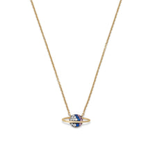 Load image into Gallery viewer, 14 Karat Gold Plated Mini CZ Planet Necklace
