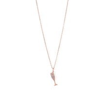 Load image into Gallery viewer, 14 Karat Rose Gold Plated CZ Champagne Glass Charm Necklace

