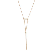 Load image into Gallery viewer, 14 Karat Gold Plated Bar Necklace with Y Drop
