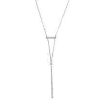 Load image into Gallery viewer, Rhodium Plated Bar Necklace with Y Drop
