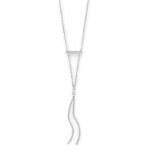 Load image into Gallery viewer, Rhodium Plated Bar Necklace with Y Drop
