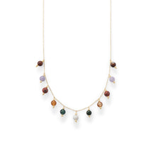 Load image into Gallery viewer, 14 Karat Gold Plated Multi Stone Charm Necklace

