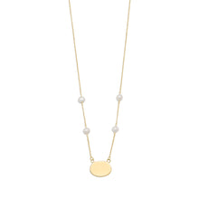 Load image into Gallery viewer, 16&quot; Gold Plated Engravable Necklace with White Cultured Freshwater Pearls
