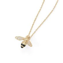 Load image into Gallery viewer, &quot;BEE Mine!&quot; 16&quot;+2&quot; 14 Karat Gold Plated Signity CZ Bee Necklace
