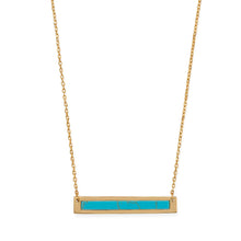 Load image into Gallery viewer, 16&quot;+2&quot; 14 Karat Gold Plated Turquoise Bar Necklace
