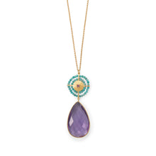 Load image into Gallery viewer, 32&quot; 14 Karat Gold Plated Amethyst and Amazonite Necklace
