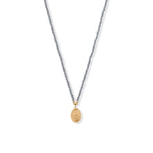 Load image into Gallery viewer, 17&quot; + 2&quot; 14 Karat Gold Plated Charm and Labradorite Necklace
