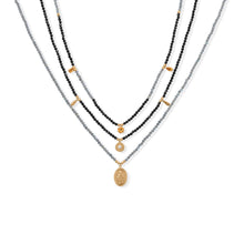 Load image into Gallery viewer, 17&quot; + 2&quot; 14 Karat Gold Plated Charm and Labradorite Necklace
