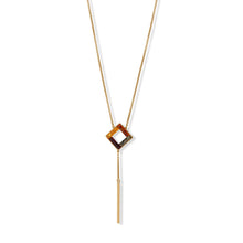 Load image into Gallery viewer, 17&quot; + 2&quot; 24 Karat Gold Plated Square Amber Drop Necklace
