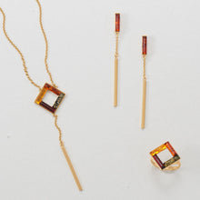 Load image into Gallery viewer, 17&quot; + 2&quot; 24 Karat Gold Plated Square Amber Drop Necklace
