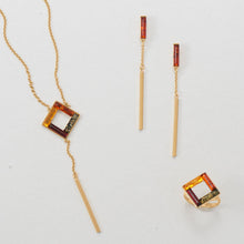 Load image into Gallery viewer, 24 Karat Gold Plated Amber Bar Drop Earrings
