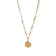 Load image into Gallery viewer, 16&quot; + 2&quot; 14 Karat Gold Plated Engravable Disk Neckalce
