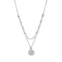 Load image into Gallery viewer, 16&quot;/18&quot; + 2&quot; Rhodium Plated 2 Row Engravable Disk Necklace
