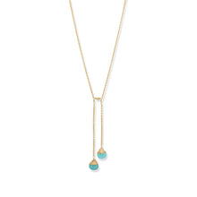 Load image into Gallery viewer, 14 Karat Gold Plated Aqua Chalcedony Lariat Necklace
