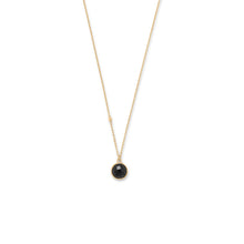 Load image into Gallery viewer, 16&quot; + 2&quot; 14 Karat Gold Plated Faceted Black Onyx Necklace
