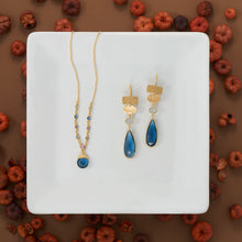 Load image into Gallery viewer, 14 Karat Gold Plated Chalcedony and Glass Drop Earrings
