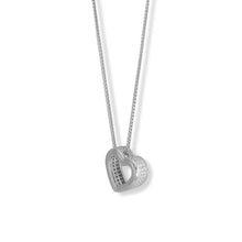 Load image into Gallery viewer, 16&quot; + 2&quot; Rhodium Plated CZ Lined Floating Heart Necklace
