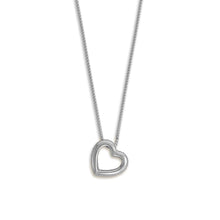 Load image into Gallery viewer, 16&quot; + 2&quot; Rhodium Plated CZ Lined Floating Heart Necklace
