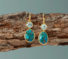 Load image into Gallery viewer, Turquoise &amp; Sky Blue Topaz Earrings
