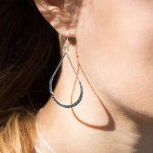 Load image into Gallery viewer, Hammered Pear Shape French Wire Earrings
