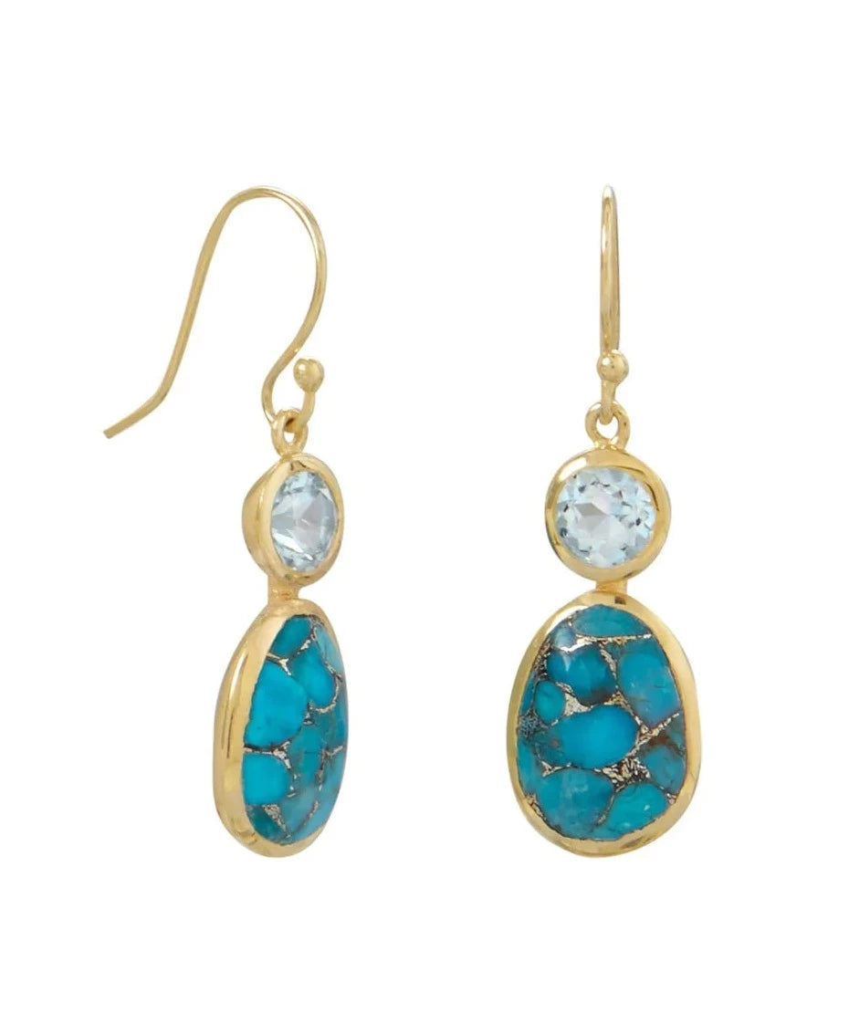 Turquoise & Sky Blue Topaz Earrings