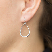 Load image into Gallery viewer, Rhodium Plated CZ Pear Drop Earrings
