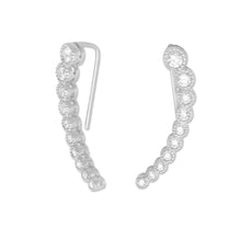 Load image into Gallery viewer, Textured Rhodium Plated Bezel CZ Ear Climbers
