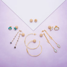 Load image into Gallery viewer, 14 Karat Gold Plated Lariat Style Earrings with Chalcedony Drop
