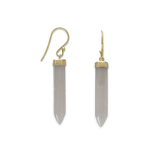 Load image into Gallery viewer, 14 Karat Gold Plated Spike Pencil Cut Gray Moonstone Earrings
